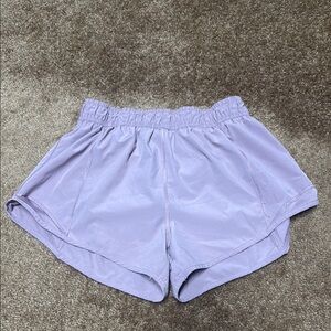 Purple Athletic Shorts with Elastic Waistband and Scalloped Hem